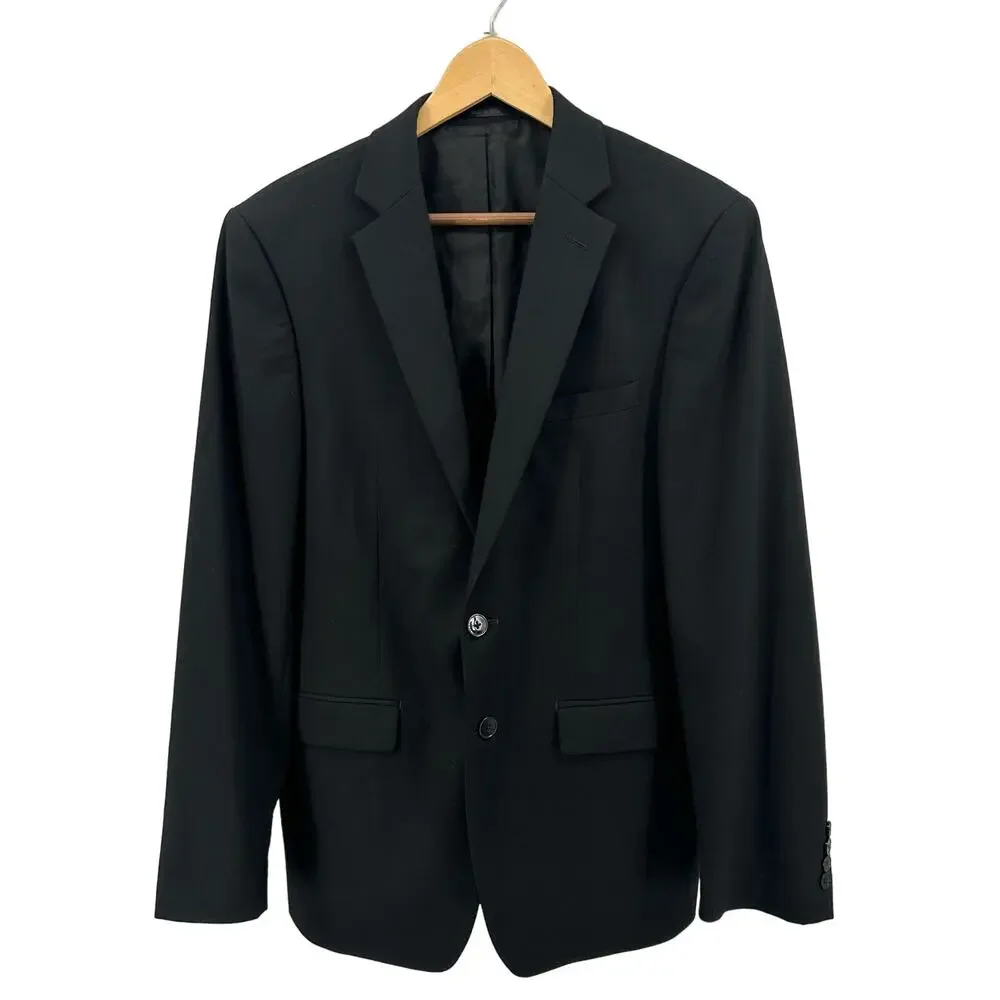 Calvin Klein Sport Suit Jacket Black Mens 38R 2 Button Collared Blazer/Coat Work